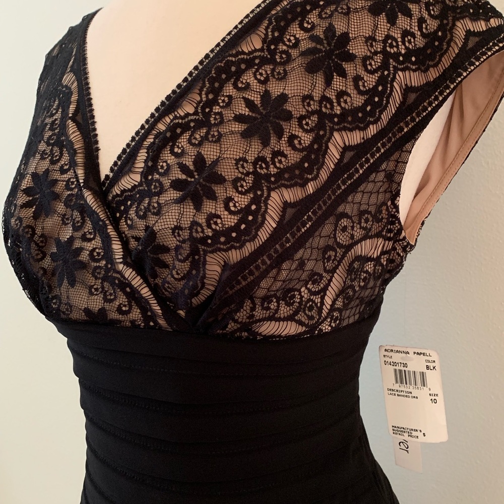 NWT Andre Oliver black lace banded dress